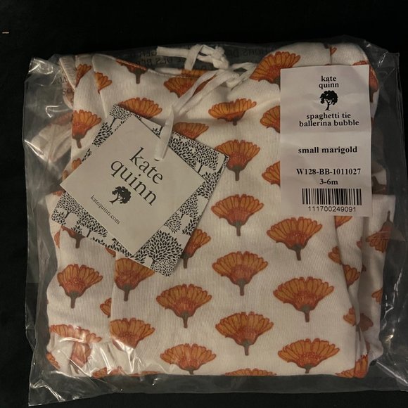 NWT Kate Quinn Spaghetti Tie Ballerina Bubble Marigold 0-3m - Picture 5 of 5